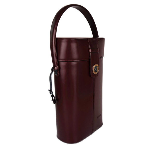 PLC-9387-PO93 Wine Red Leather Wine Bottle Carrier Bag