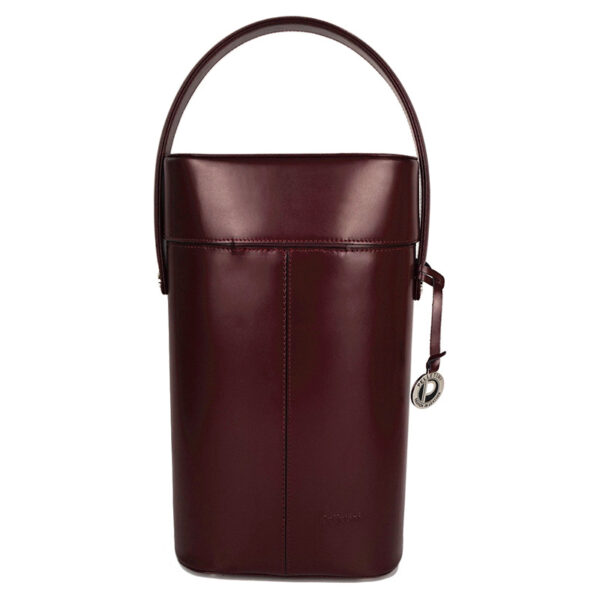 PLC-9387-PO93 Wine Red Leather Wine Bottle Carrier Bag