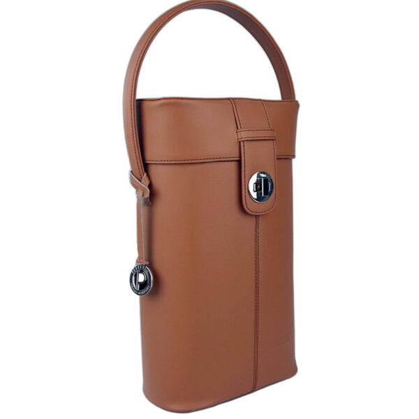 PLC-9387-SP2 Deluxe Real Leather Wine Carrier Set (Cognac)