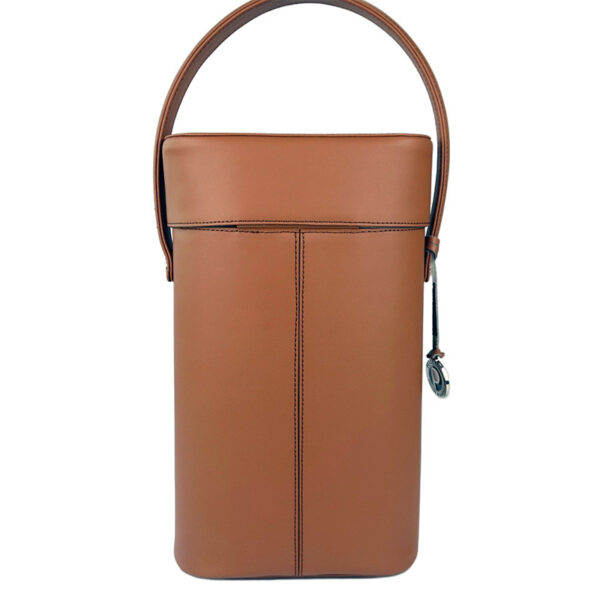 PLC-9387-SP2 Deluxe Real Leather Wine Carrier Set (Cognac)